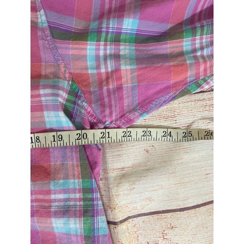 Lauren Ralph Lauren Women's Pink Plaid Roll Tab Sleeve Button Front Shirt - XL - Picture 6 of 10